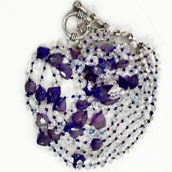 Sapphire, Amethyst, Quartz Sterling Silver Necklace - Picture 8 of 8